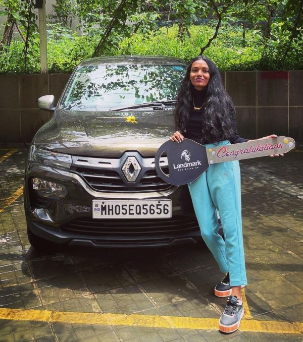 Deepa with her car, Renault KWID