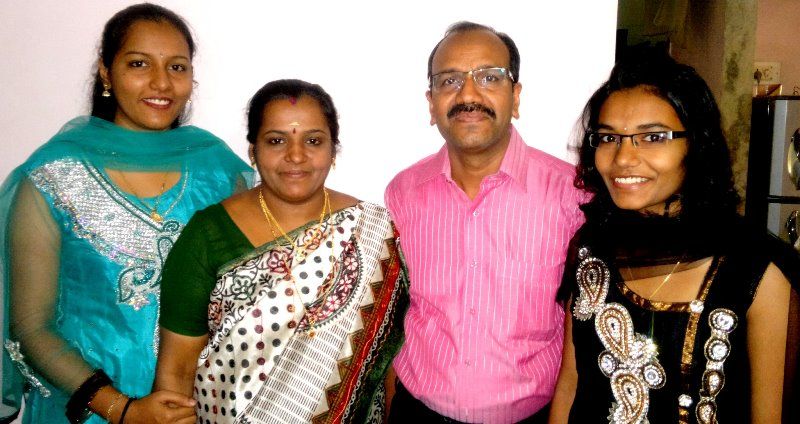 Deepa with her parents and elder sister, Divya