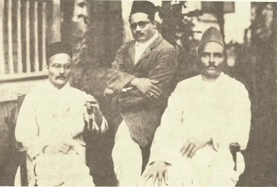 From left to right- Vinayak Damodar Savarkar, Narayanrao Savarkar, and Ganesh Damodar Savarkar