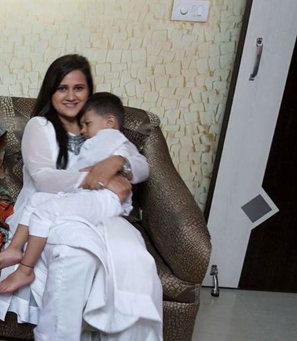 Geeta Joshi with her son