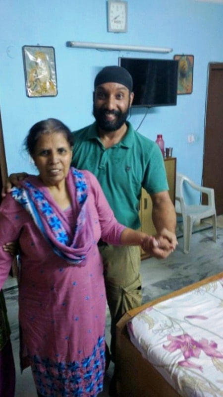 Major DP Singh with his mother, Gurdeep Kaur