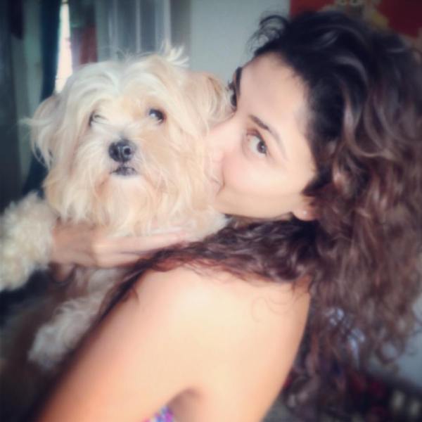 Manjari fadnis with her loving pet 'Pari'