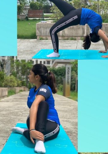 Mehuli Ghosh while practising yoga