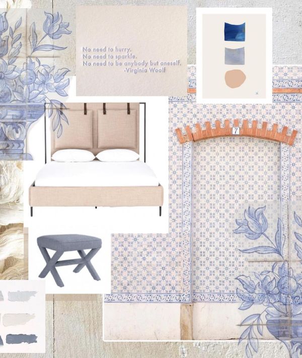 One of the moodboards designed by Tanya Gyani with the accent of Portuguese tiles for a client
