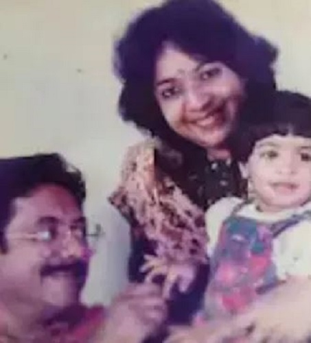 Pratap Pothen with his second wife, Amala and his daughter