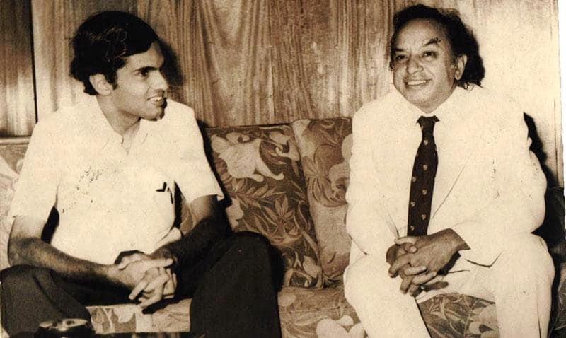 Ranil Wickremesinghe (left) with the then Foreign Minister of Sri Lanka A. C. S. Hameed