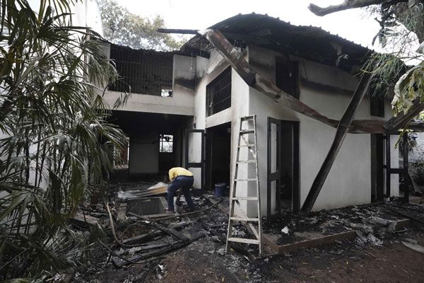 Ranil Wickremesinghe's house which was pillaged by the angry mob