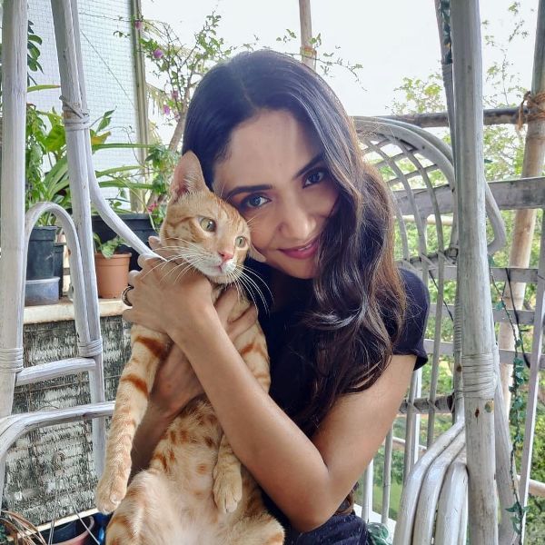 Shruti Das with her pet cat Miguel