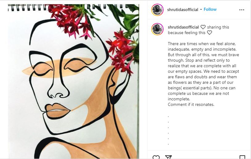 Shruti Das' Instagram post in which she shared a painting made by her