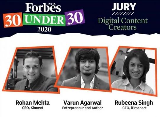 Varun Agarwal as a jury member of Forbes India 30 Under 30