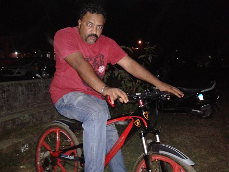 Vineeth Thattil David riding a bicycle