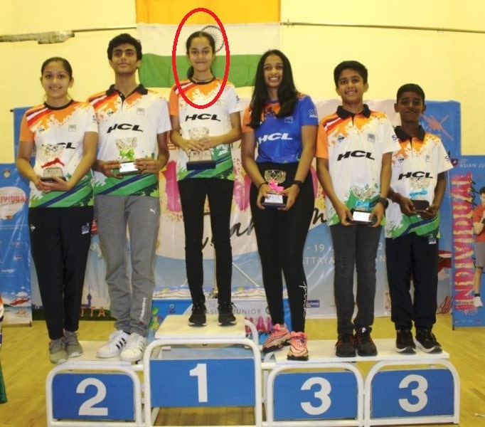 Anahat Singh after winning the Asian Junior Squash Championship