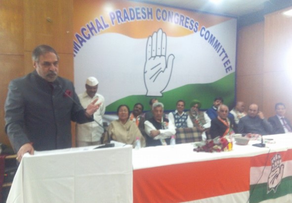 Anand Sharma while attending a Himchal Pradesh Congress Committee conference
