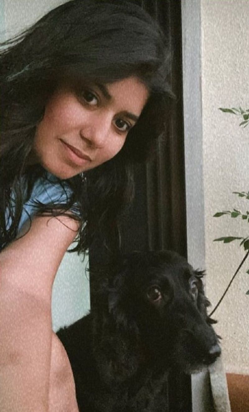 Antara Srivastava with her pet dog