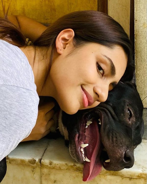 Anushka Luhar with her pet dog, Tyson
