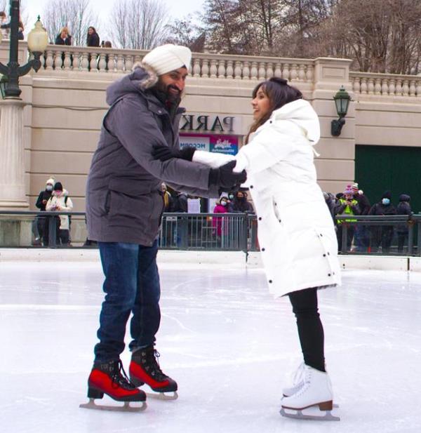Arshneel ice skating with Rinkle in Chicago