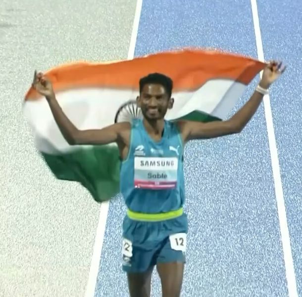 Avinash after winning a gold at the Asian Athletics Championships