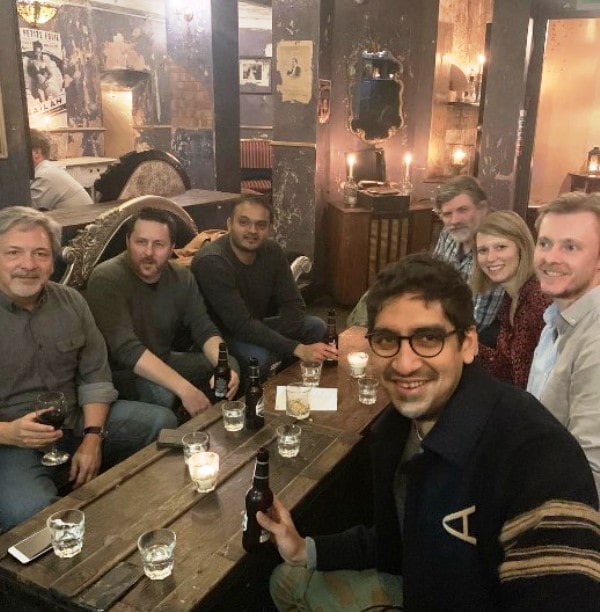 Ayan Mukerji having a beer during an outing with his colleagues