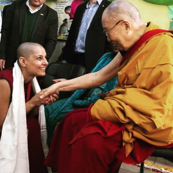 Barkha Madan with the Dalai Lama in 2019
