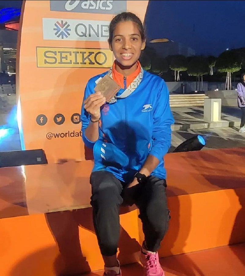 Bhawna Jat at the bronze at the World race walking Championship