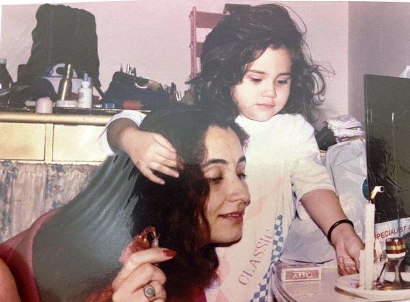 Childhood picture of Zahrah S Khan with her mother