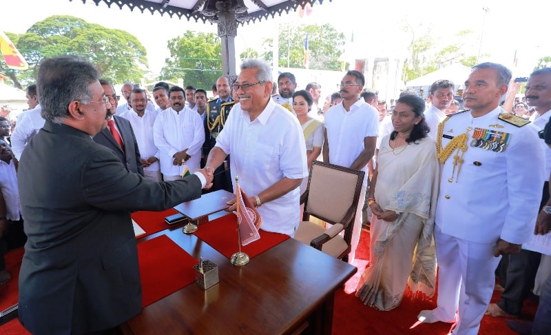 Gotabaya Rajapaksa during his swearing-in ceremony as the President of Sri Lanka