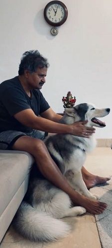 Govardhana Rao Deverakonda with his pet dog