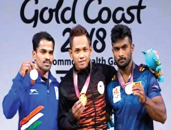 Gururaja Poojary after winning a Silver medal in 2018