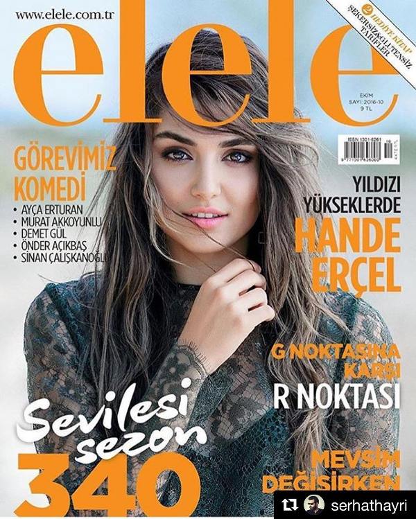 Hande Erçel on the cover of Elele magazine