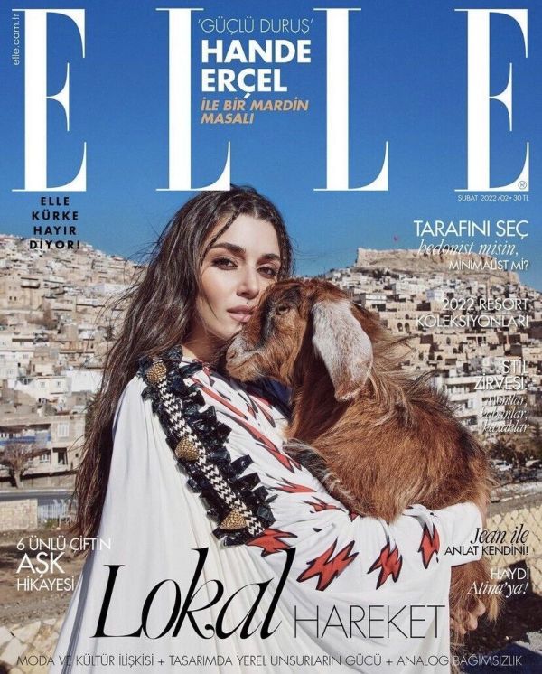 Hande Erçel on the cover of Elle magazine
