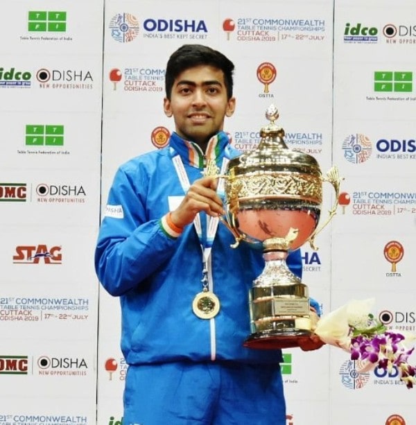 Harmeet Desai after winning the Commonwealth Championship's table tennis event