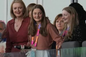 Liz Truss with her daughters, Frances and Liberty