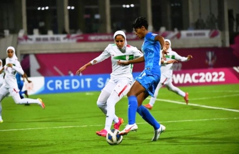 Manisha Kalyan in a match against the Jordanian football team