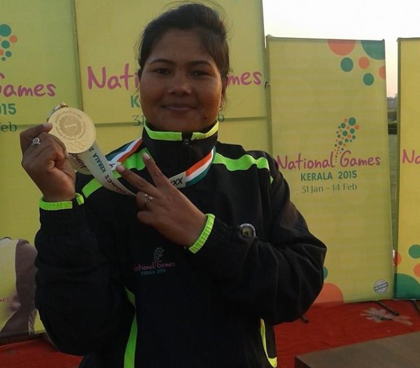 Nayanmoni Saikia after winning a medal in National Games in 2015