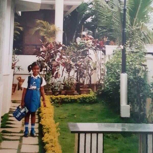 Picture of Nidhi in the school uniform