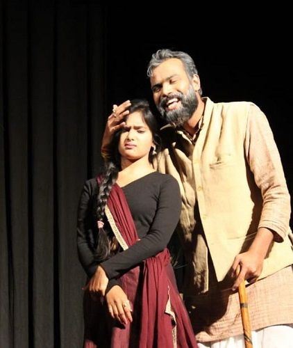 Pooja Pandey performing in a theatre play
