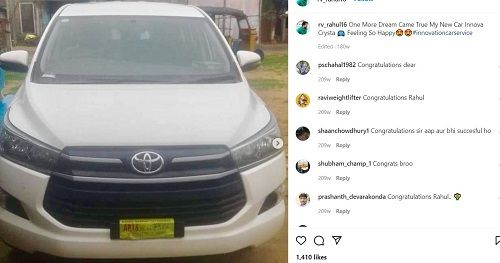 Ragala Venkat Rahul's Instagram post about his car