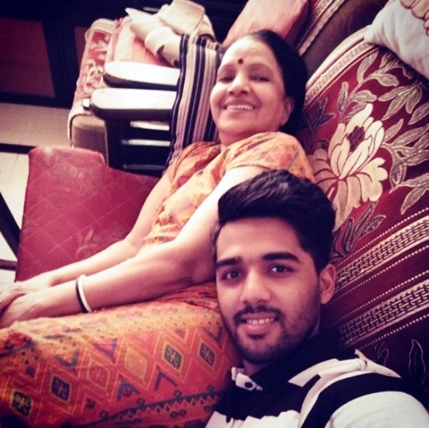 Sanil Shetty with his mother Bharathi Shetty