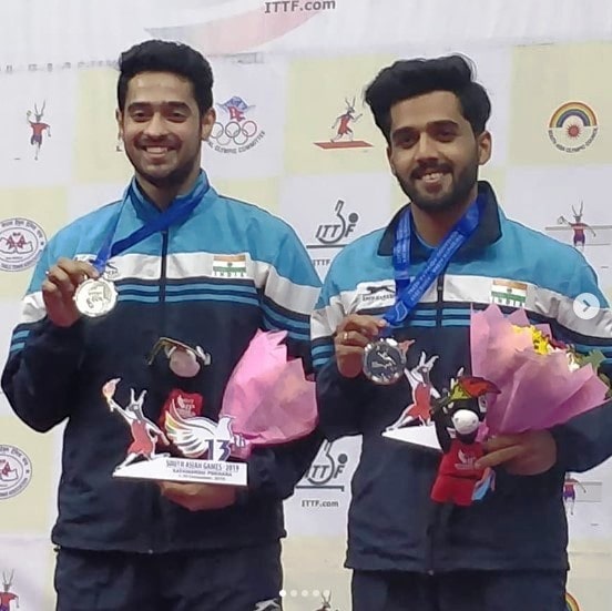 Sanil Shetty with his silver medal at the 2019 South Asian Games