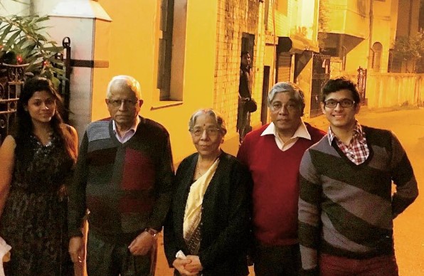Saurav Ghosal with his father (second from right) and grandparents