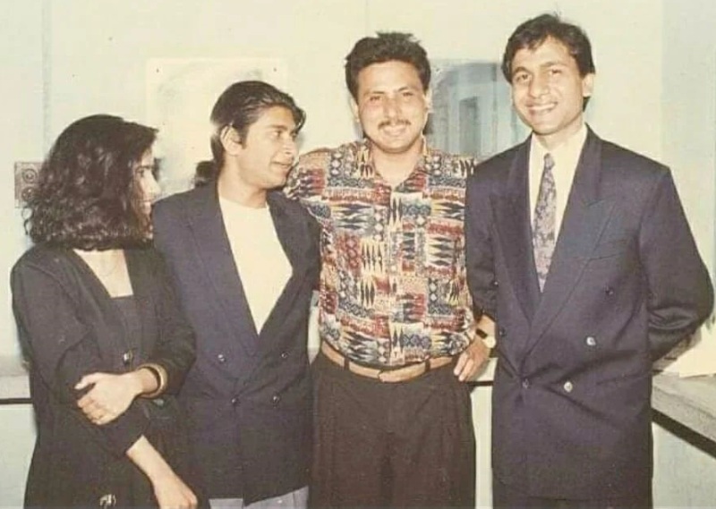 Shibani Kashyap and late pop star KK with Siddharth Basu at a quiz show