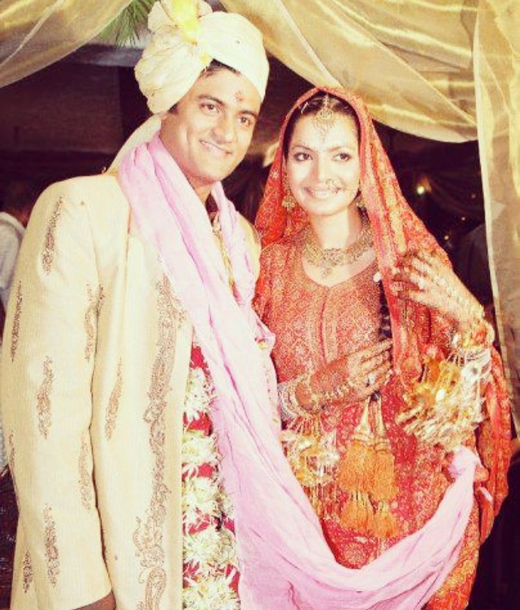 Shweta Kawaatra and her husband, Manav Gohil, on their wedding day