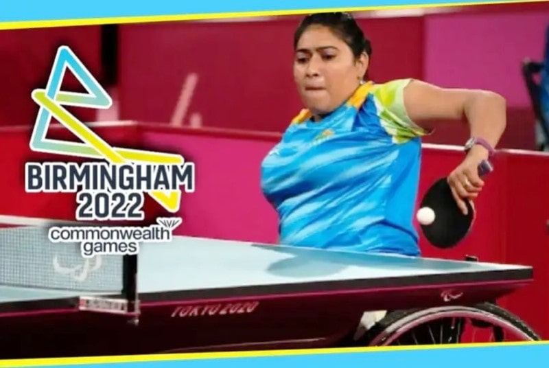 Sonalben Patel playing a match at the 2022 Commonwealth Games
