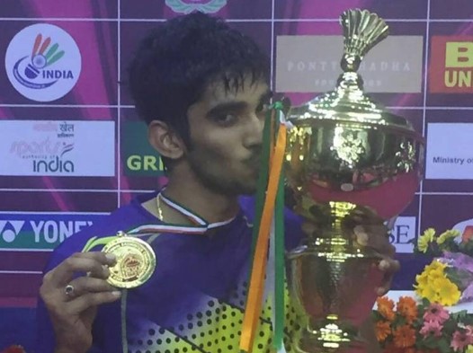 Srikanth Kidambi after winning the the Syed Modi International Badminton Championships in 2016