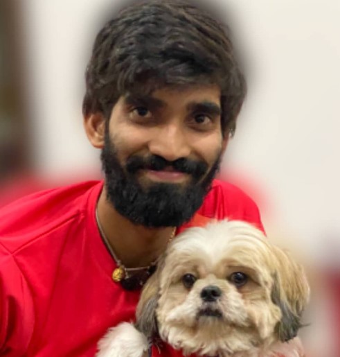 Srikanth Kidambi with his pet dog