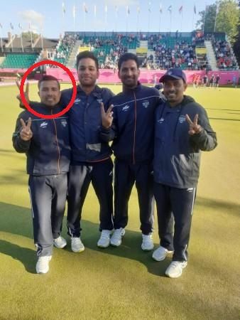 Sunil Bahadur with his team after winning a silver medal at the CWG 2022
