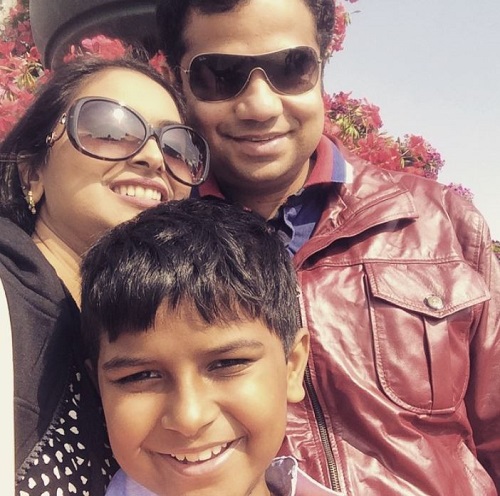 Swapna Patker with her estranged husband and son