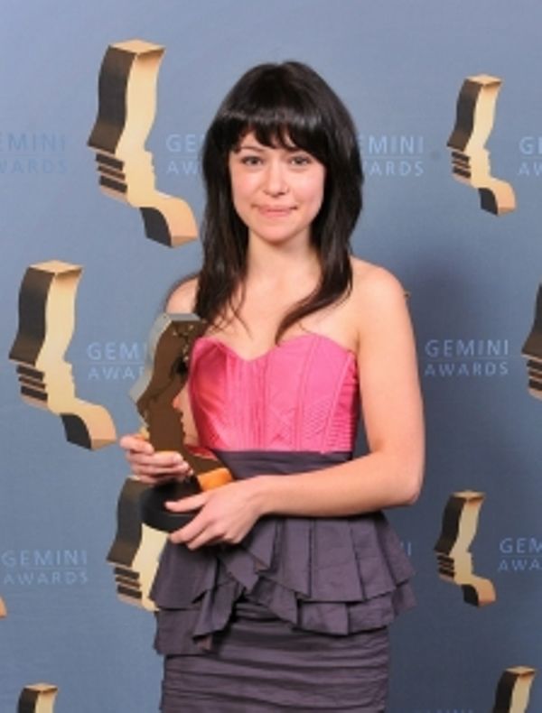 Tatiana Maslany after winning the award for the short film 'Bloodletting & Miraculous Cures' at Gemini Awards in 2010