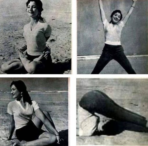 A collage of Tabassum doing yoga