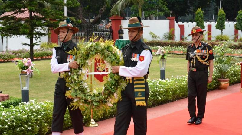 A photo of Anil Chauhan taken during a wreath-laying ceremony at the Indian Army's Eastern Command as its GOC